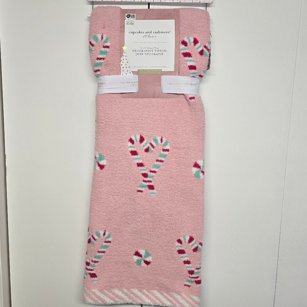 NWT Cupcakes and Cashmere Candy Cane Throw Blanket